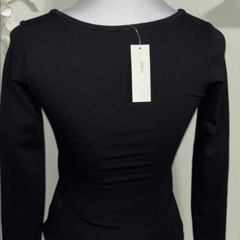 Francesca's Collections Black Bodysuit Fitted Body Shaped